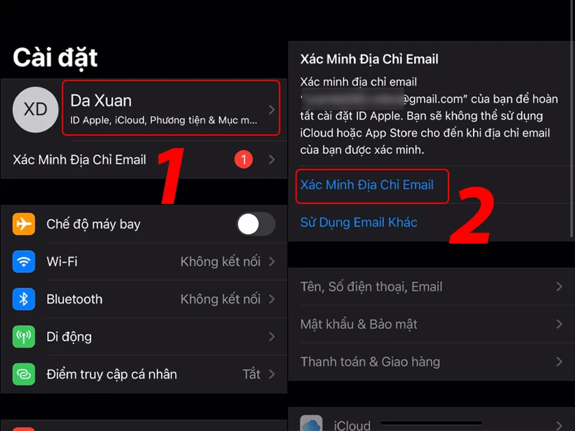 Cách lấy lại iCloud khi mất số điện thoại trên điện thoại bước 1